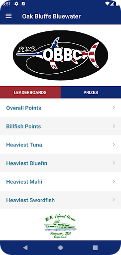 Android application Oak Bluffs Bluewater Classic screenshort