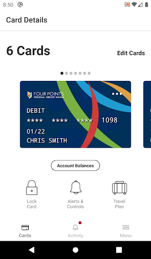 Four Points FCU Card Controls Screen 3