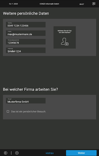 vistrax Self Input Screen 3