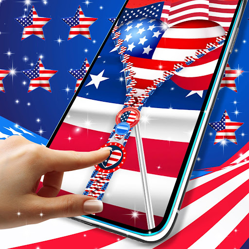 Android application USA flag zipper lock screen screenshort