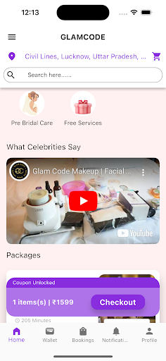 Android application GlamCode- Luxury Home Salon screenshort