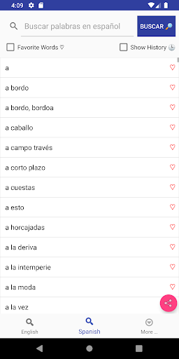 Spanish Dictionary English Screen 3