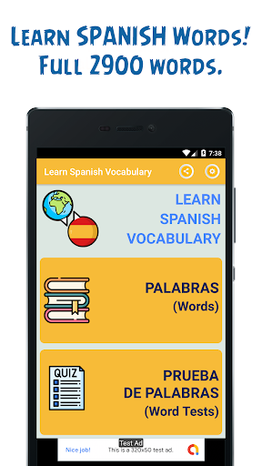 Android application Learn Spanish Vocabulary Words screenshort