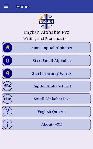 Android application English Alphabet Pro screenshort