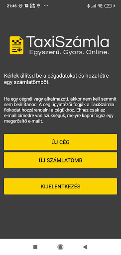 Android application TaxiSzámla screenshort