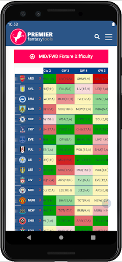 Fantasy Premier League Tools Screen 2