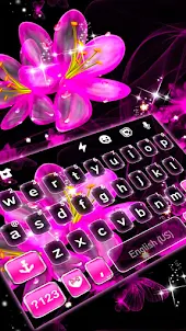 Neon Pink Flowers 主題鍵盤