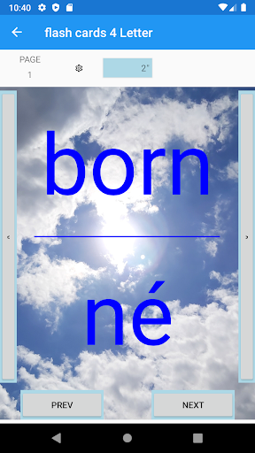 Multi Language Flash Cards Screen 2