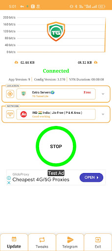 TG Tunnel Lite VPN Screen 2