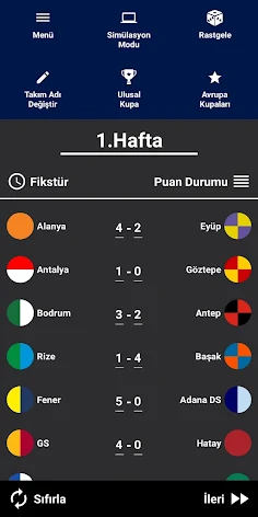 Türkiye Süper Lig Simülasyon - Screenshot 1