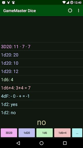 Android application GameMaster Dice screenshort