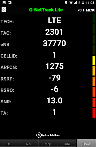 Screenshot of G-NetTrack Lite