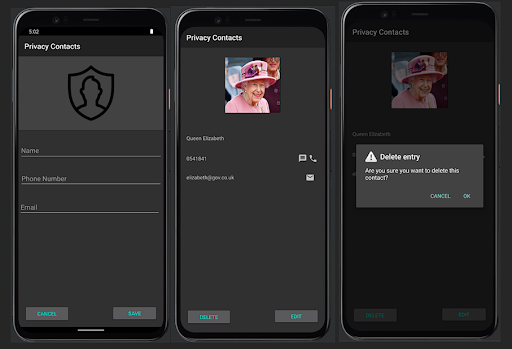 Privacy Contacts Screen 2