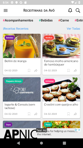 Android application Receitinhas da Avó screenshort