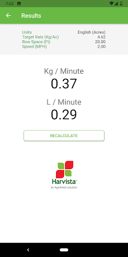 Harvista Calibration Tool Screen 3