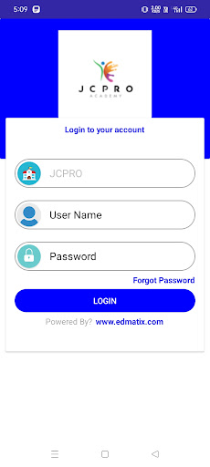 Android application JCPRO ACADEMY screenshort