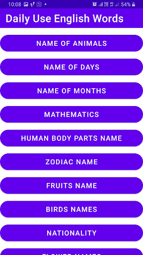 Daily Use English Words Screen 2