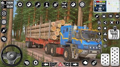 Log Transporter Truck Driving