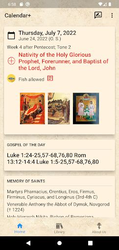 Android application Orthodox Christian Calendar+ screenshort