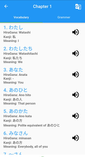 Android application JLPT N5(Learn Japanese) screenshort