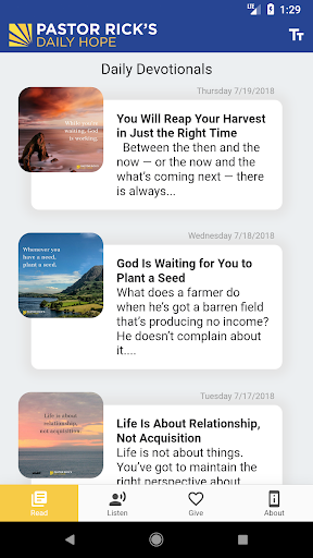 Pastor Ricks Daily Hope Screen 3