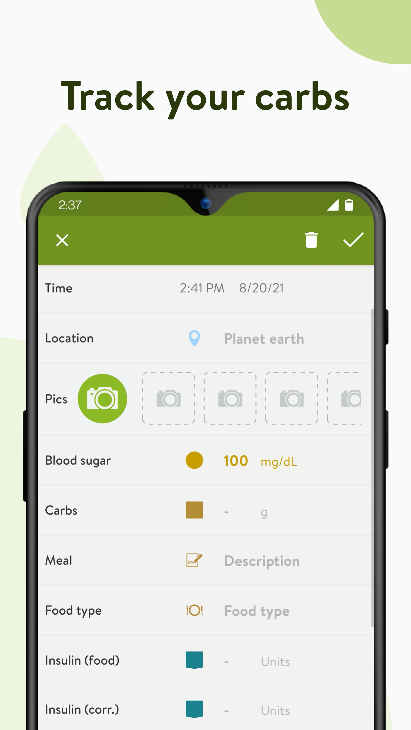 Android application mySugr - Diabetes Tracker Log screenshort