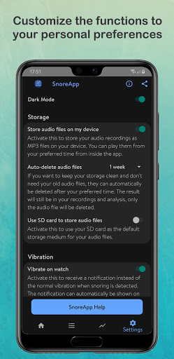 Screenshot of SnoreApp: snoring detection