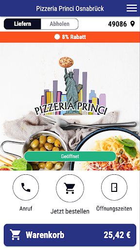 Android application Pizzeria Princi Osnabrück screenshort