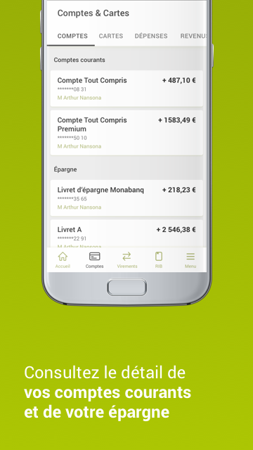 Android application Monabanq screenshort