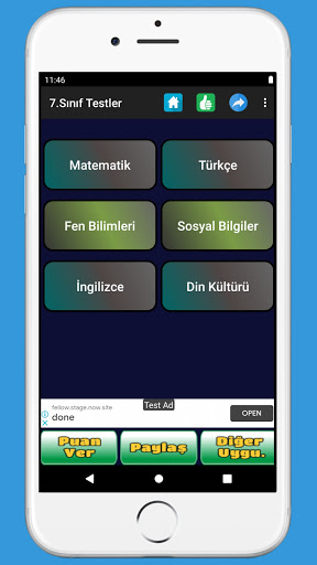 Android application 7. Sınıf Tüm Dersler Test Çöz screenshort
