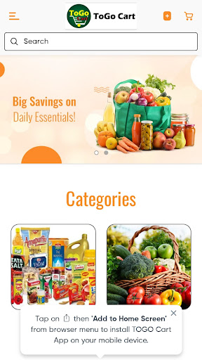 TOGO Cart: online Grocery Screen 2