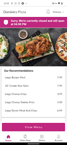 Dominics Pizza Screen 2