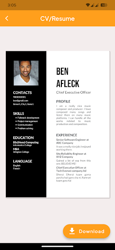 CV Maker Screen 3