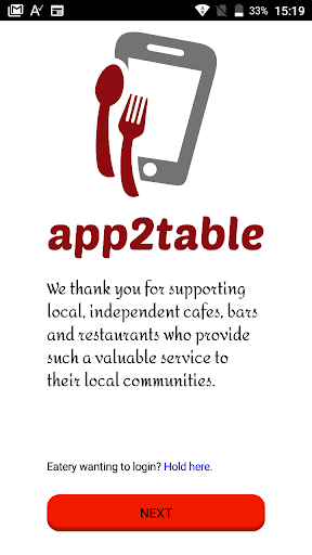 Android application app2table screenshort