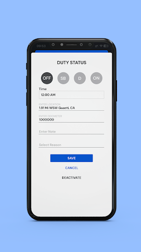 Motioneld - Electronic LogBook Screen 2