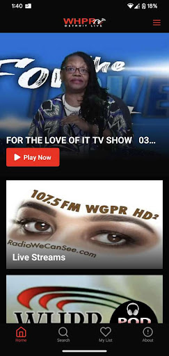 Android application WHPR TV Now screenshort