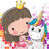 Princess pixel art coloring: color by number icon