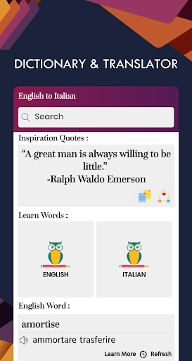 Android application Italian English Translator screenshort
