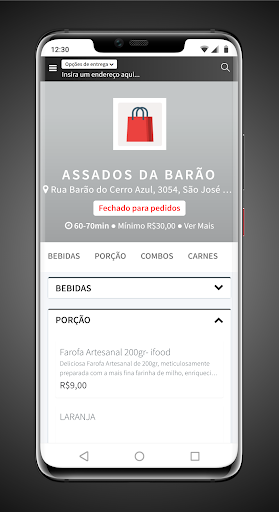 Android application Assados da Barão screenshort