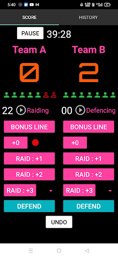 Kabaddi Scoreboard Screen 2