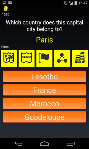 Capital City to Country Quiz Screen 3