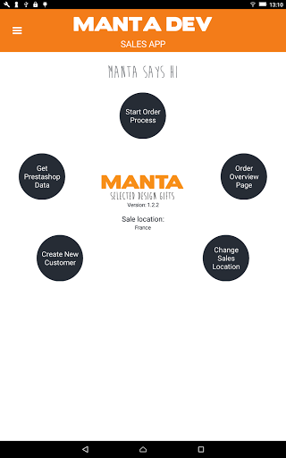 Android application Manta Sales App Magento screenshort