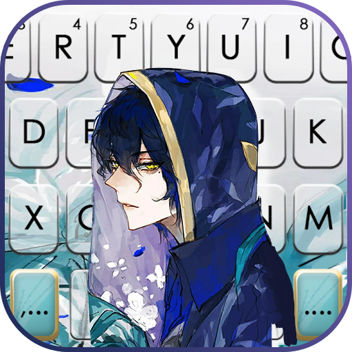 Anime Blue Man Keyboard Backgr logo