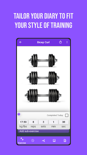 My Gym Diary Screen 2