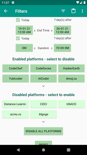 CPfy - Coding Contest Notifier Screen 2