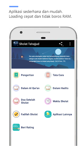 Android application Panduan Sholat Tahajjud screenshort