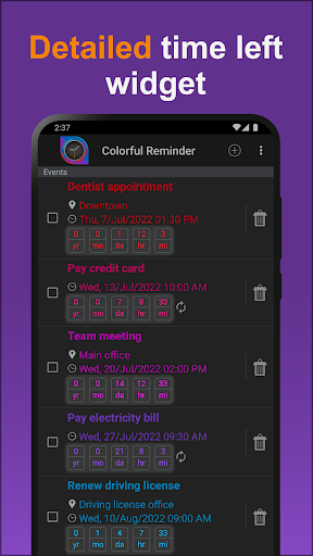Colorful Reminder Screen 3