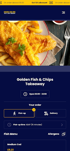 Android application Golden Fish & Chips Takeaway screenshort