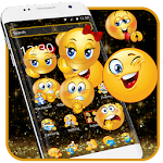 Cover Image of Download Black Glitter Emoji Theme 1.1.7 APK
