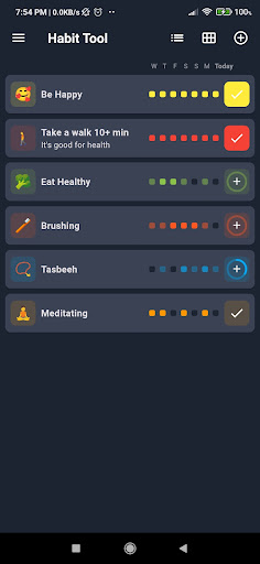 Habit Tool - Habit Tracker Log Screen 2